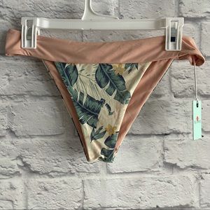 NEW WITH TAGS MARINE LINE CHEEKY BIKINI BOTTOM PALM PRINT PINK LARGE L